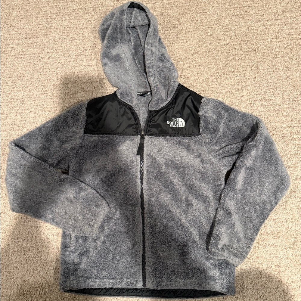 The North Face Gray Fuzzy Jacket Girls M 10/12